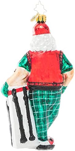 Christopher Radko criado à mão Ornamento decorativo de Natal de vidro europeu, Jolly Golfer Santa