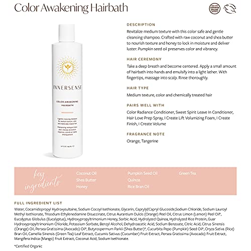 InnerSense Beauty Orgânica - Shampoo de Bairro de Espago Awakening de Cor Natural | Cab para cabelos limpos não tóxicos,
