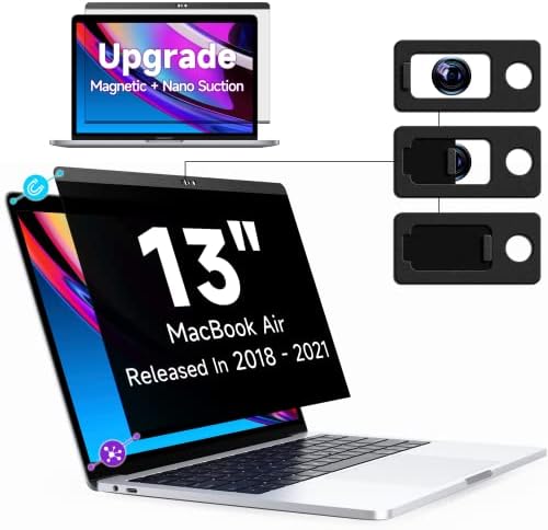 Peslv Magnetic Privacy Screen MacBook Air 13 polegadas / MacBook Pro 13, Removável Anti -Blue Light Glare Filtro Black