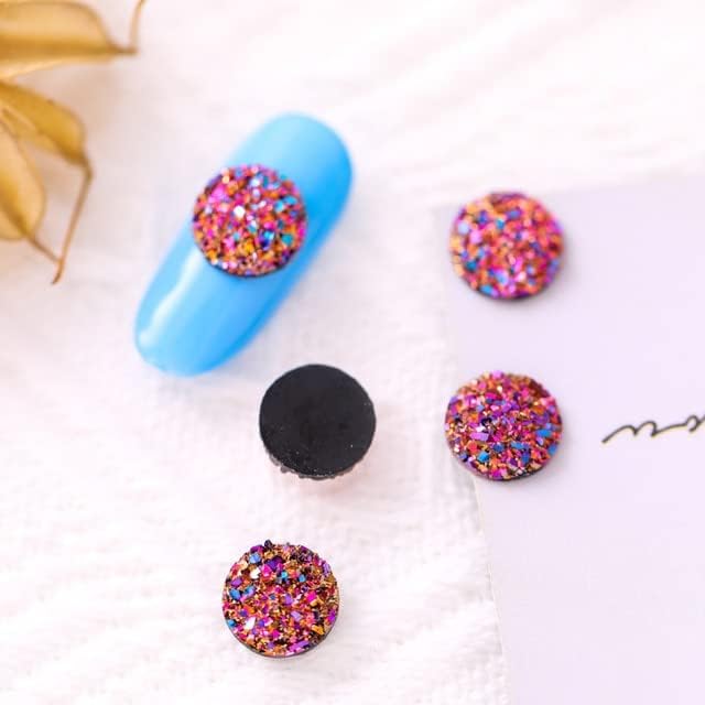 50pcs japonês colorido colorido de unhas de céu estrelado redonda de 10 mmab remendo de coloração de resina mineral colar de unhas jóias criativas -