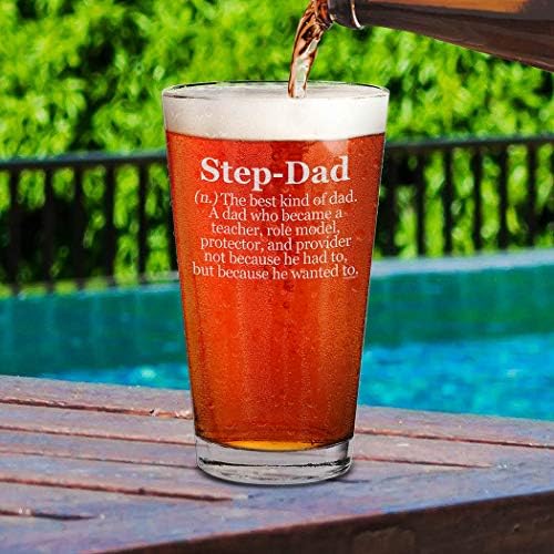 Shop4ever® Definição de degrau de degrau gravado Glass de cerveja de cerveja para o bônus do padrasto