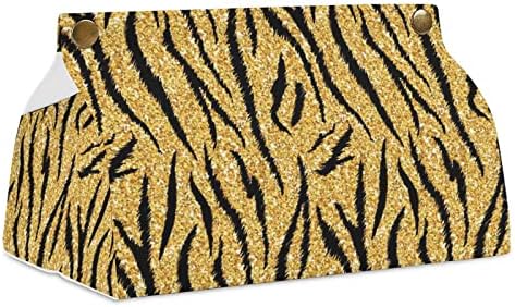 Caixa de tecidos de pele de tigre dourado Capa de papel facial Organizador do organizador de gabinetes Dispensador de guardana