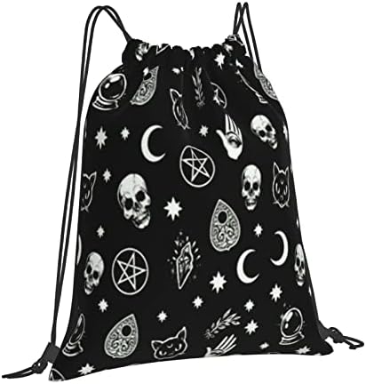 Saco de cordão de gato-skull-moon-estrela saco de ginástica sackpack esportes mochila para homens garotas
