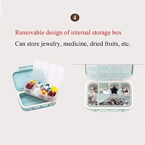 Organizador de comprimidos portáteis de 6 grades LKH, caixa de pílula de vitamina de viagem de 8 grades removíveis, pode conter muitos
