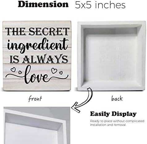 O ingrediente secreto é sempre Love Wooden Box Sign Desk Decor, Cotação de cozinha Caixa de madeira Sinal para decoração