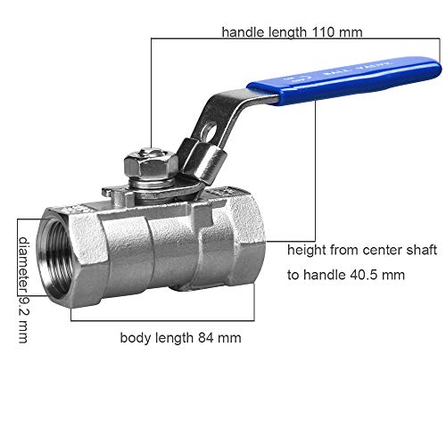 1/2 '' 1pc Válvula de esfera 304 Aço inoxidável com tampa azul e trava, 1000wog para água, gás e óleo