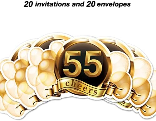 55º convites para festas de aniversário com envelopes, 20 Conjunto Happy 55th convites 55 anos Party Anniversary Party convida