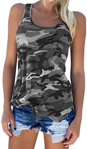 Zcavy tanque de camuflagem fofo camisas esportivas fluidas de camisas musculares de ginástica de ginástica Racerback Camo Tops para