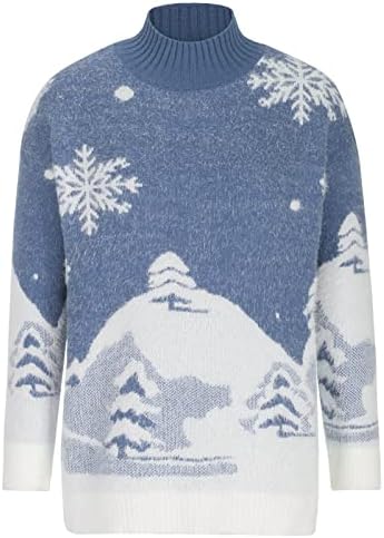 Camisolas de Natal feios para mulheres, sweater de tamanho de Natal Pullover inverno inverno quente manga comprida moletons