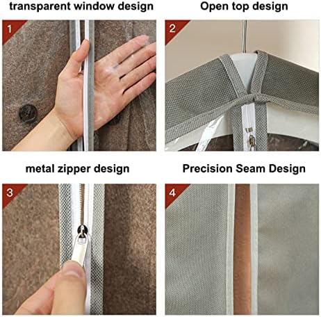 Tampa do rack de vestuário de hjmax 3, sacos de vestuário para armazenamento de roupas de vestuário, tecidos não tecidos sacos de armazenamento pendurados sacos de armazenamento, para roupas de vestuário Organizador de armazenamento, branco