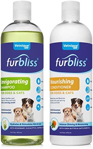 Vetnique Furbliss revigorante shampoo e condicionador nutritivo para pacote de gatos e cães