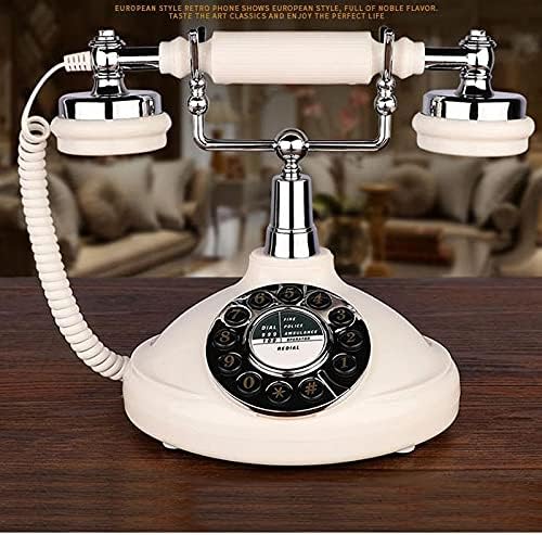 UXZDX CuJux Retro Lamelline Telefone Branco feito de ABS Antique Telefone fixo Redial antigo com cordão para o hotel em casa Sala de leitura do hotel