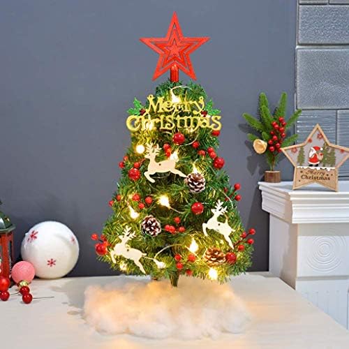 Árvore de Natal de Pdgjg Combattop, Mini Mini Pinheiro de Natal com luzes e ornamentos de cordas LED, decoração de