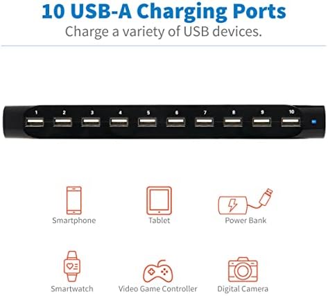 Tripp Lite 10 portas estação de carregamento USB Dock com slots de armazenamento para iPhone iPhone e laptops para tablets,