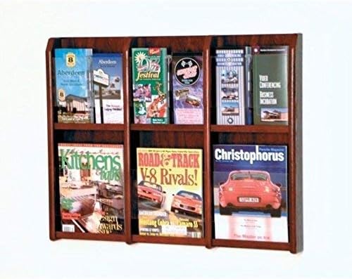 Mallet de madeira 6-magazina/12-brochure Divulge Wall Display com inserções de folheto, carvalho médio