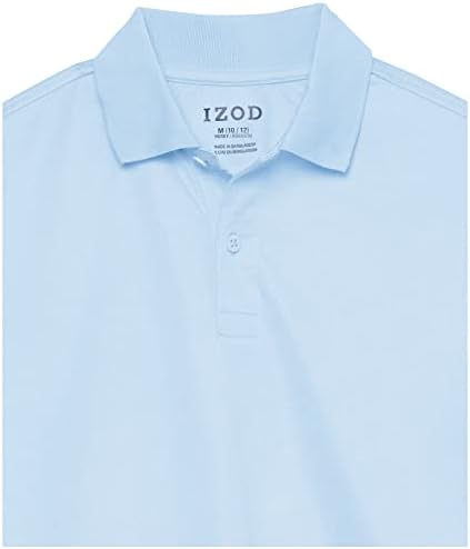 Izod Boys 'School Uniform Slave Polo Camisa Polo, Fechamento de Botão, Material de Desempenho de Valores de umidade