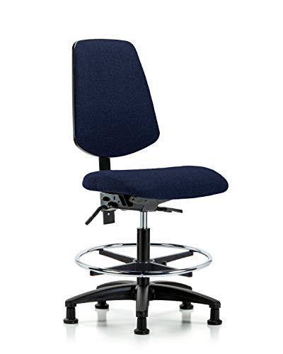 Labtech Seating LT42253 Cadeira de bancada média, tecido, base de nylon de fundo médio - anel de pé cromado, desliza, preto
