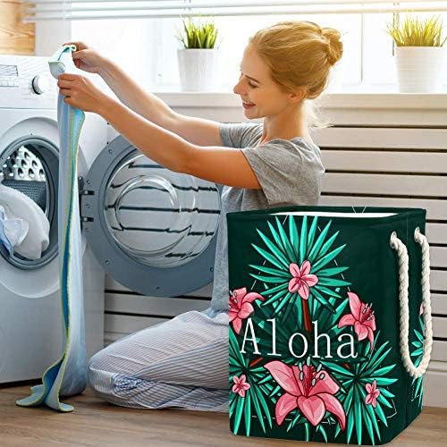 Aloha havaiano não -rígido deixa grande banda de armazenamento cesto de roupa dobrável para cesto de berçário e quarto de crianças