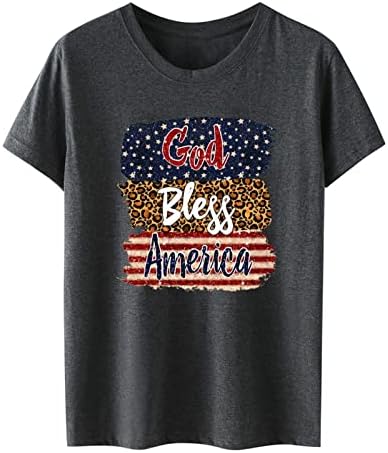 Camisa de manga longa Cheer o Dia da Independência Feminina Impressão de Monograma Camista de Manga Curta Camisetas Raglan para Mulheres