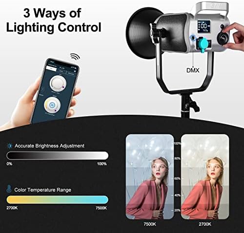 GVM 300W LED Video Light Kit com 26 '' Softbox Stand, iluminação fotográfica em 2700 ~ 7500k, 112000lux@0,5m, Bowens Mount Studio