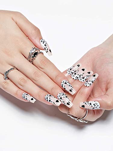 Pressione nu em unhas unhas curtas glamoraid amêndoa nua unhas falsas cola média em unhas curtas para mulheres, pregos ovais preto kit-reutiliza 24pcs acrílico Falso unhas Dicas com 48pcs guias adesivas grudam no arquivo de unhas, cuticle stick, presente para namorada para namorada