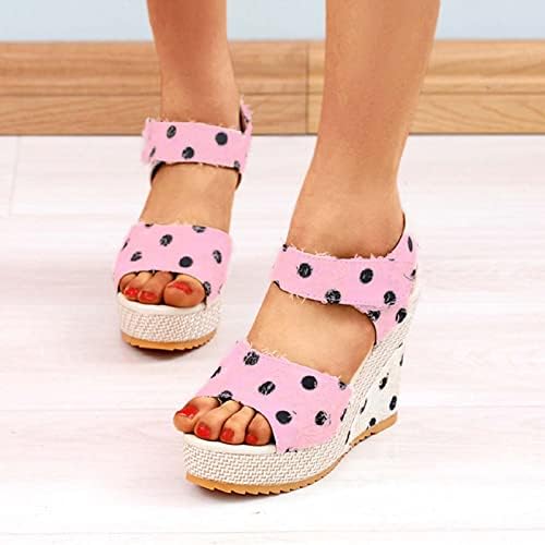 Sandálias de verão femininas Sapatos de salto alto Sapatos de polca impressão de sandália de sandália e loop Sandália de moda de plataforma