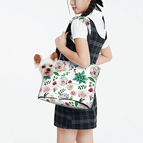 Transportadora de pet de pet-face de face de pet saco de manga de mão-de-rose-suculenta-ocultos-água portátil portátil Purse portátil de cachorro/gato