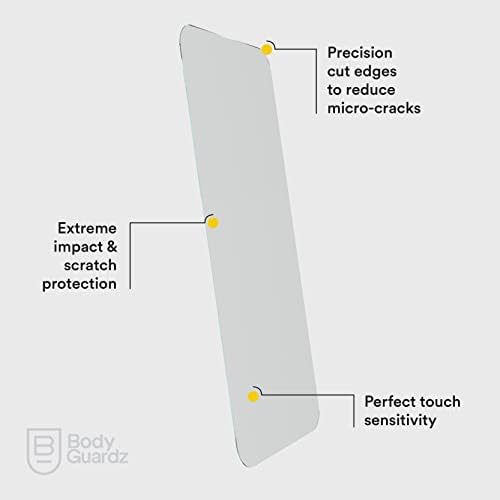Bodyguardz Protetor de tela de vidro puro 3 para iPhone 14, vidro temperado com força máxima, cobertura de borda a borda, instalação