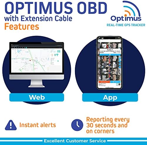 Optimus Plug -in GPS Tracker para carros - Instalação fácil - 4G LTE - Alertas de direção dura - Histórico de relatórios