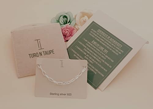 TURQ N TAUPE 925 STERLING PRATA ITALIANA Design italiano Link Link Paper Chain Bracelet para mulheres meninas homens e meninos