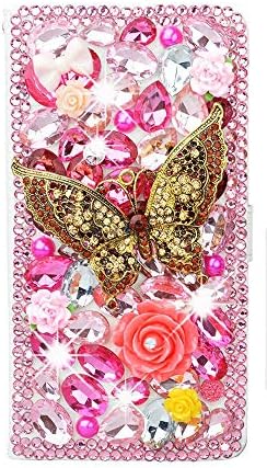 STENES Galaxy Note 5 Caso - Elegante - 3D Made Bling Bling Crystal retro borboleta rosa Floral Magnetic Cartter Slots