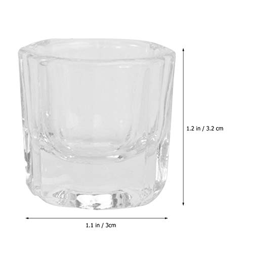 Minkissy 2pcs unha artes acrílico xícara de cristal sem capa em pó líquido vidro dappen prato copo de vidro para manicure unha arte