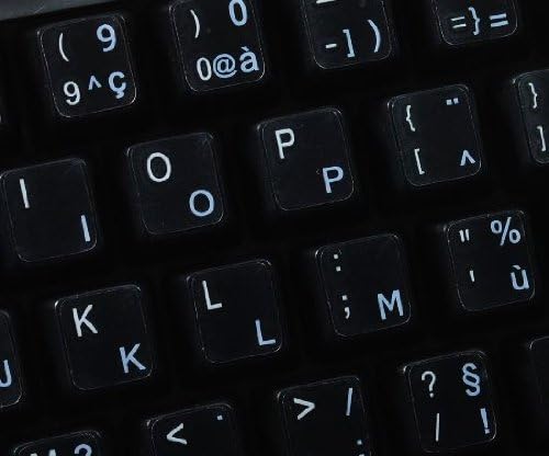 Adesivo de teclado francês com letras brancas transparentes
