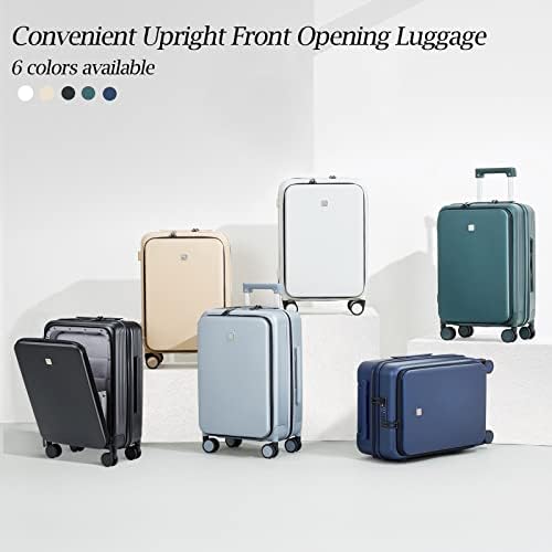 Hanke Carry On Luggage Airline aprovada com rodas giratórias, malas de estojo rígido de 20 PC com bolso frontal e trava,