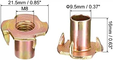 uxcell m8x16mm t-nets 4 pilotas porca de porca de carbono inserções rosqueadas para madeira 24pcs