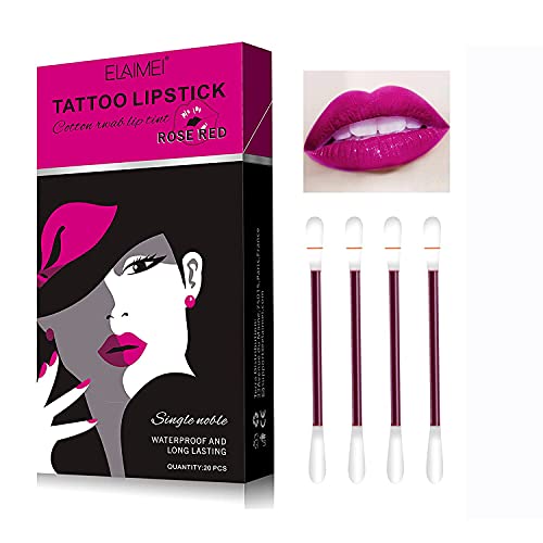 ALIVER 20 PCS/BOX TATTOO Lipstick Cigarte Swab Swab Matte, 4 cores Lipstick de tatuagem de maquiagem de brilho labial, Lipstick
