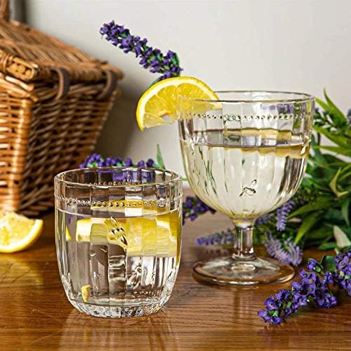 Joules Bumblebee Design Conjunto de 4 copos de vidro texturizado | Óculos de 300 ml em relevo com motivo de abelha