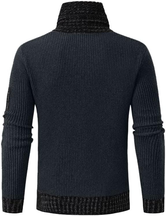 Crewneck de suéter de fit slim fit dyguyth, malhas de malha de albacas casuais de manga comprida no pescoço de colar