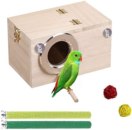 TFWADMX PANTALET Caixa de ninho de pássaro Casa de madeira Papagaios de ninhos de reprodução Caixa de acasalamento para