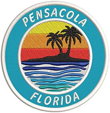 Pensacola Florida bordada Patch Premium Ferro -On ou Appliques de Bordado de Sew -On - Creaturas de Oceano do Mar Náutico