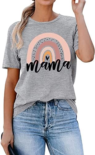 Mama e Mini Rainbow Graphic Tees Mommy e eu Matching Camisetas Tops Casual Manga curta Mãe e filha camiseta