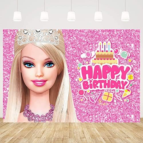 Withu Barbie Beddrop For Girls Lady Women Birthday Birthday Sparkle Bolo Decor Decor Photoshoot Studio Video Photos Bancário Banner