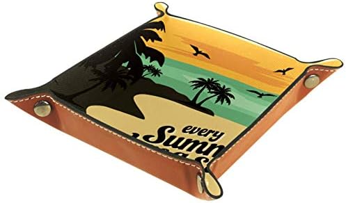 Lyetny Summer Beach Organizer Bandeja Caixa de armazenamento Caddy Bandeja de desktop Alterar a carteira de carteira de caixa de moeda de armazenamento de bandeja, 20.5x20.5cm