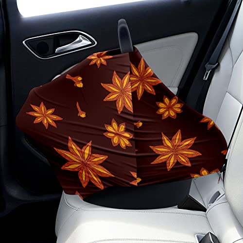 Capas de assento de carro para bebês Especiarias de padaria Padrão sem costura Tampa de enfermagem laranja Capa de carrinho de cachecol de amamentação para bebês Multryuse Infant Carseat Canopy para meninos meninas, Presentes de chuveiro