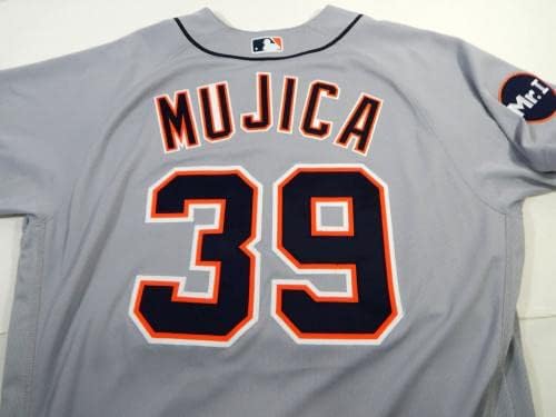 Detroit Tigers Edward Mujica #39 Game usou Grey Jersey Mr.i Patch 48 958 - Jogo usou camisas MLB