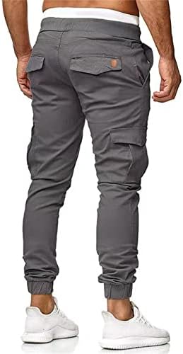 Remelon calças casuais homens moda cintura elástica calças de carga com bolsos