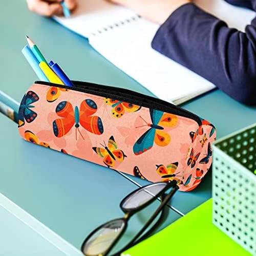 Aquarela colorida de lápis de borboleta colorida bolsa de papelaria estudante bolsa de zíper para maquiagem de maquiagem para