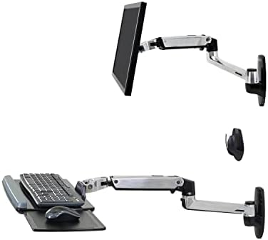 Ergotron - braço de monitor único LX e braço de teclado LX, sistema de desktop de montagem em parede VESA - para monitores