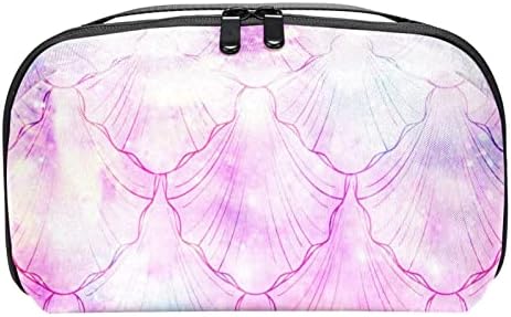 Bolsa de maquiagem de escala rosa de sereia rosa para bolsa de organizador de viagens portátil para bolsa de beleza para mulheres para