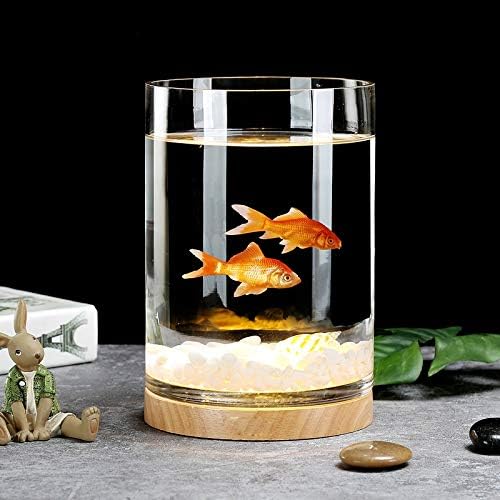 Twdyc espessado com tanques de peixe de vidro redondo pequenos tanques de ouro criativos da sala de estar mini ornamentos